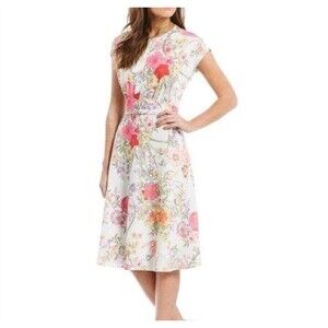 Gibson Latimer White Floral Fit-and-Flare Mini Dress